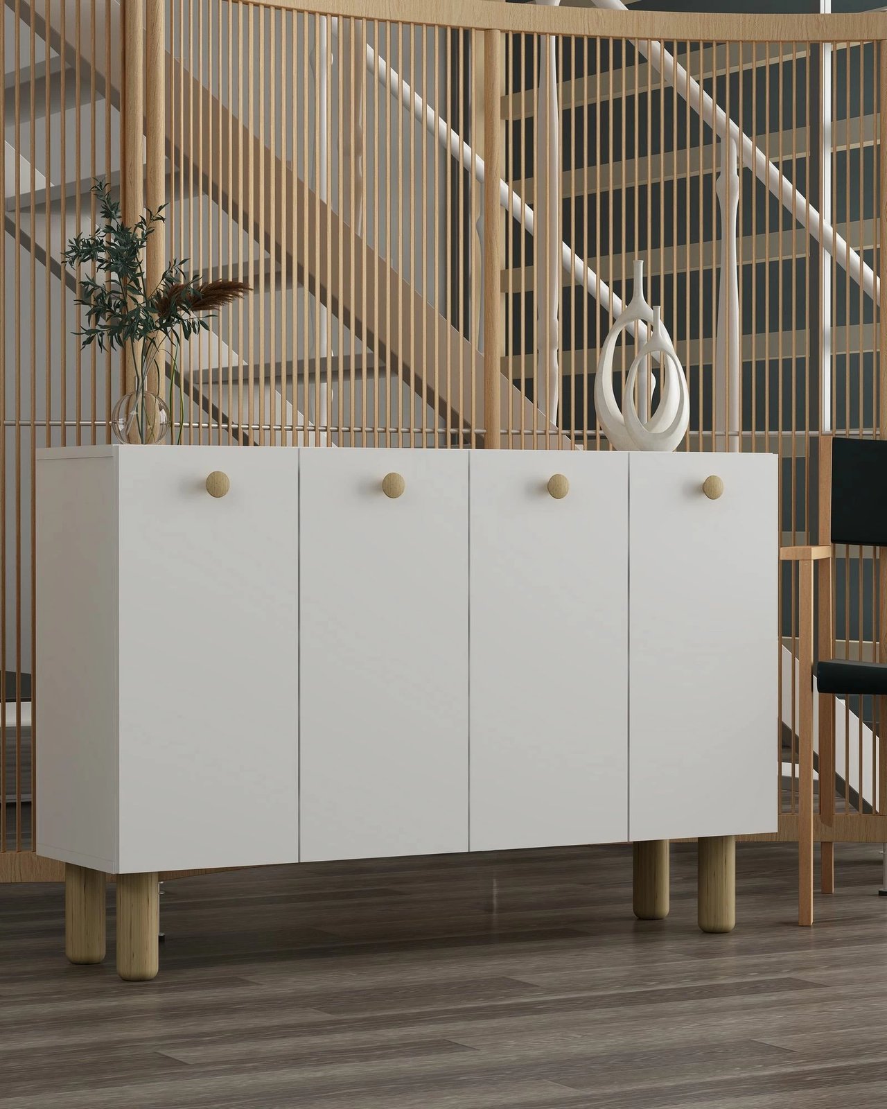 Konsol Skye Decor, Ilay Bohem, e bardhë, lisi safir