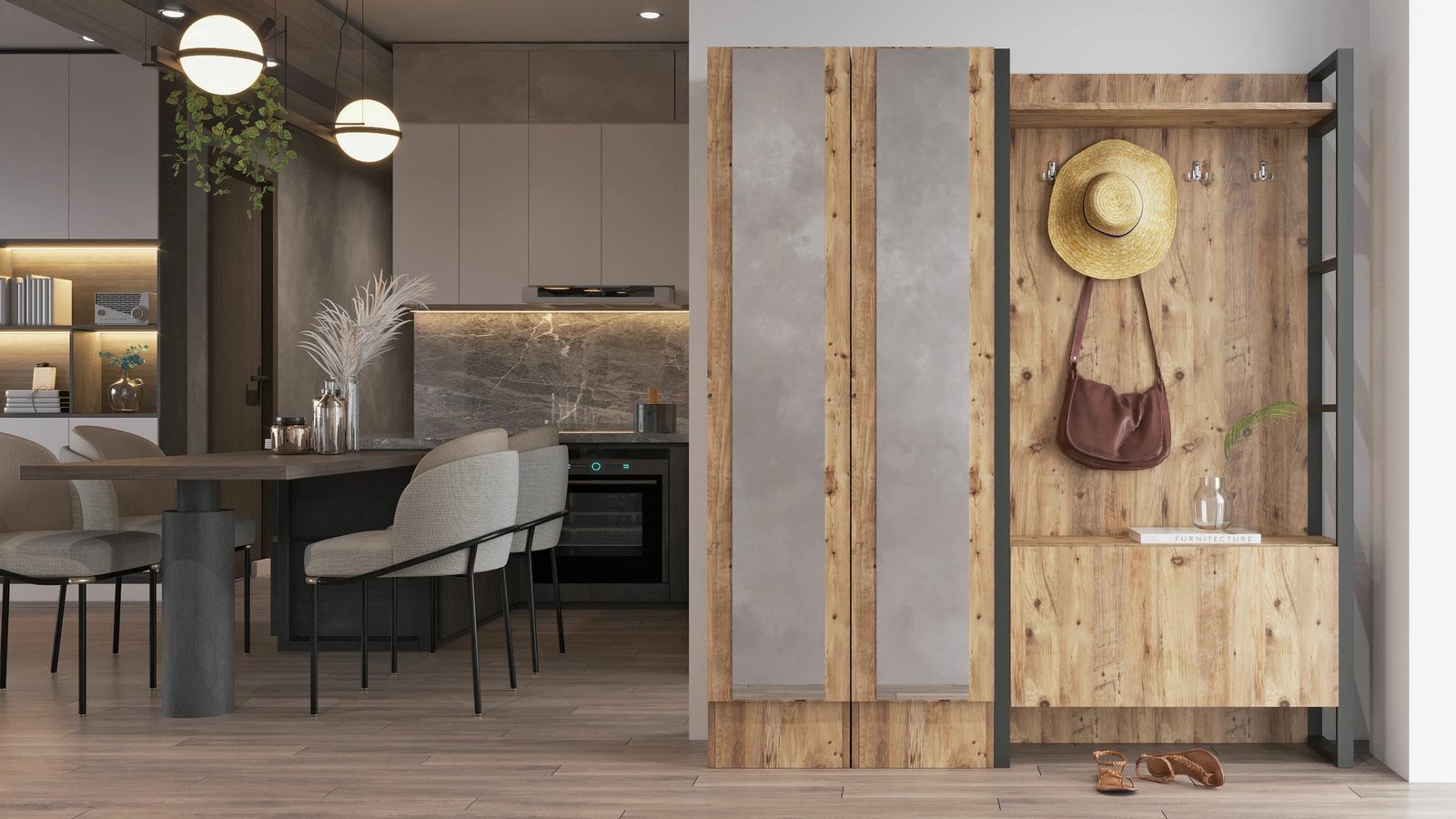 Stendë korridori moderne, ngjyrë Atlantic Pine, Hanah Home, Ml18-A