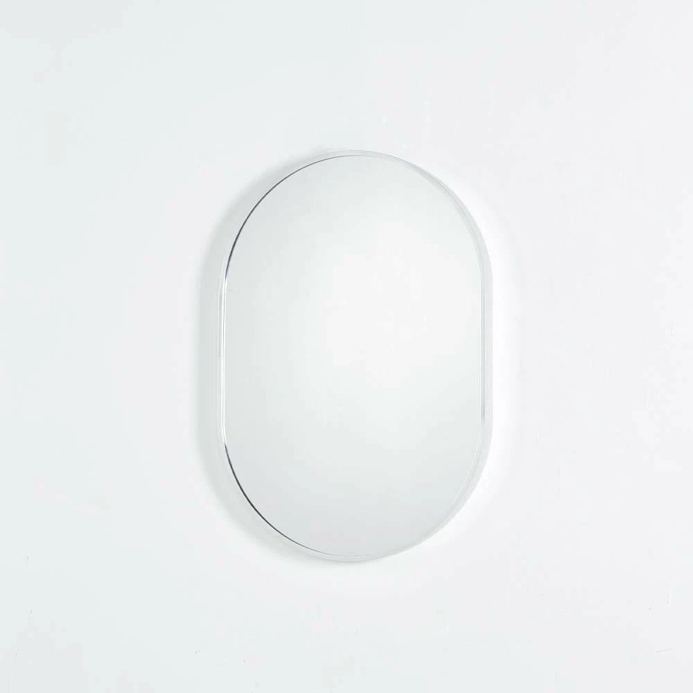 Pasqyrë ovale nextdeco me kornizë metalike argjendi 50x70cm