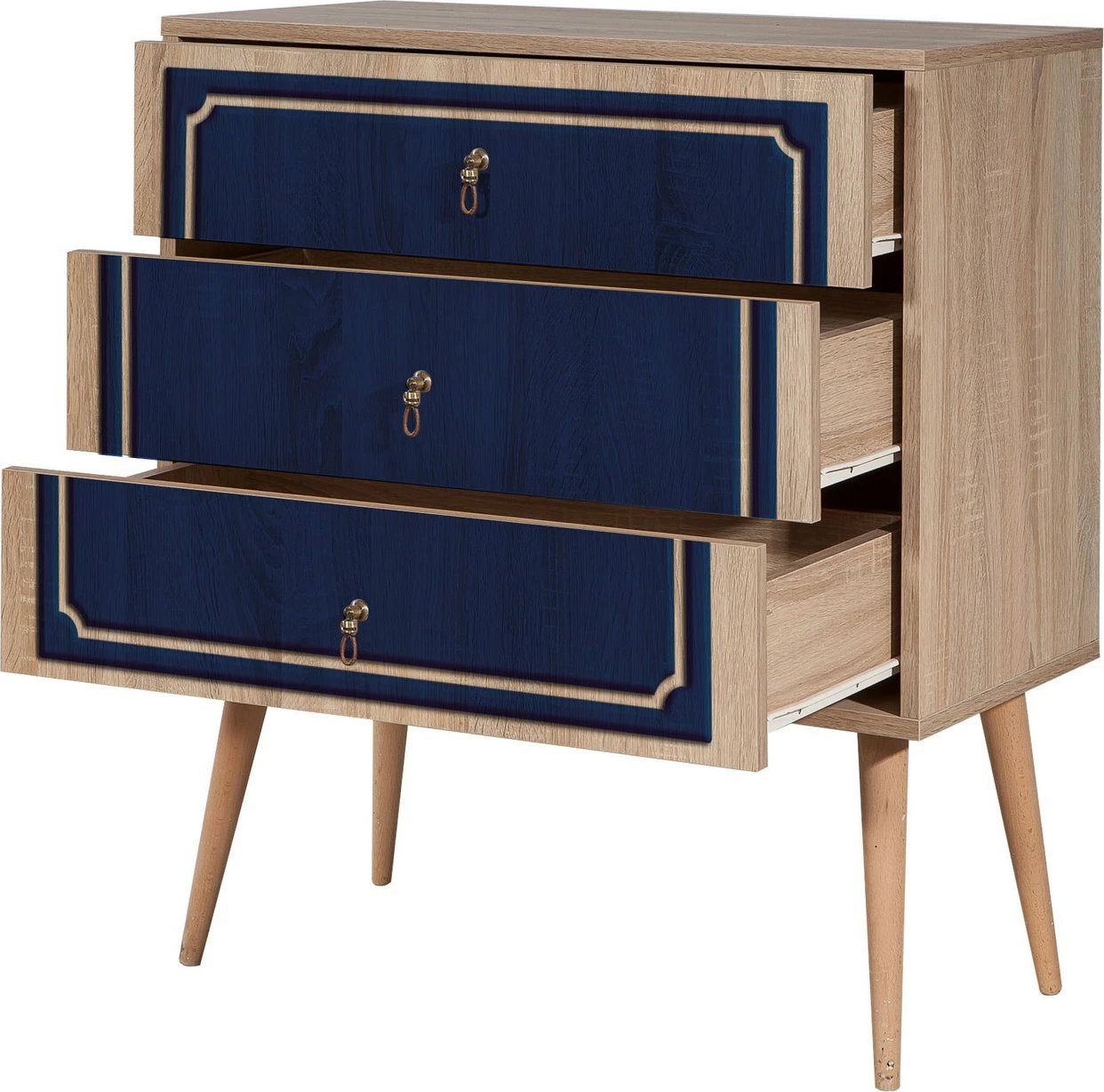 Komodë Hanah Home, Trio - 620, ngjyrë lisi Sonoma, 3 sirtarë