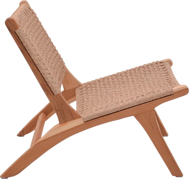 Karrige Beatrice, skelet druri teak dhe litar sintetik, ngjyrë natyrale, 65x78x68cm