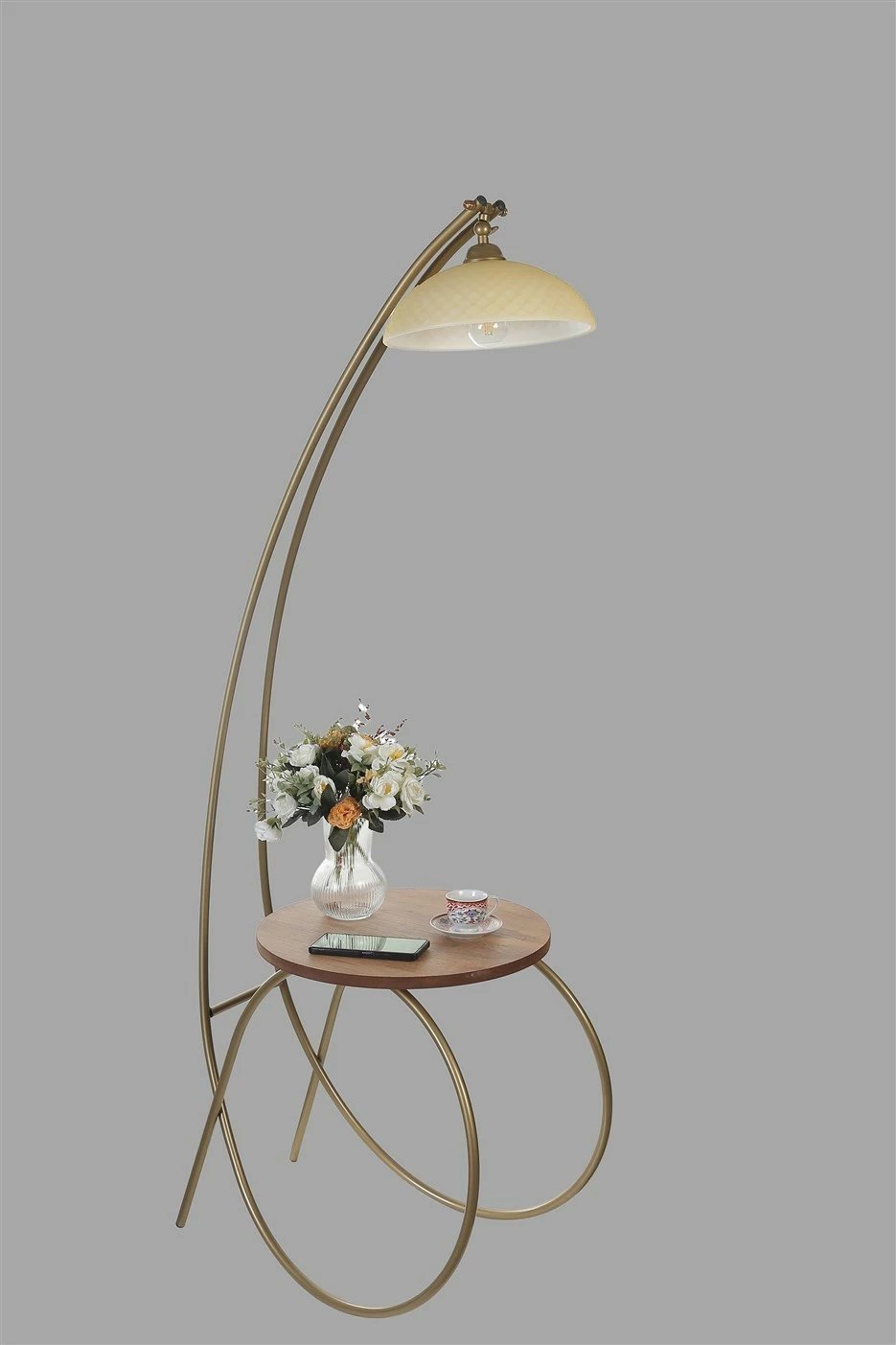 Llambë dyshemeje Opviq, Güler Eskitme, Sarıkız me kapak xhami, ngjyrë ari dhe arre