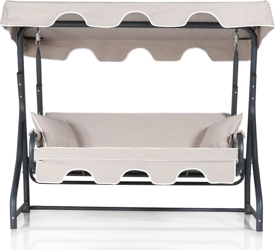 Karrige lëkundëse treshe për kopsht, ngjyrë krem dhe e zezë, Ruta 2