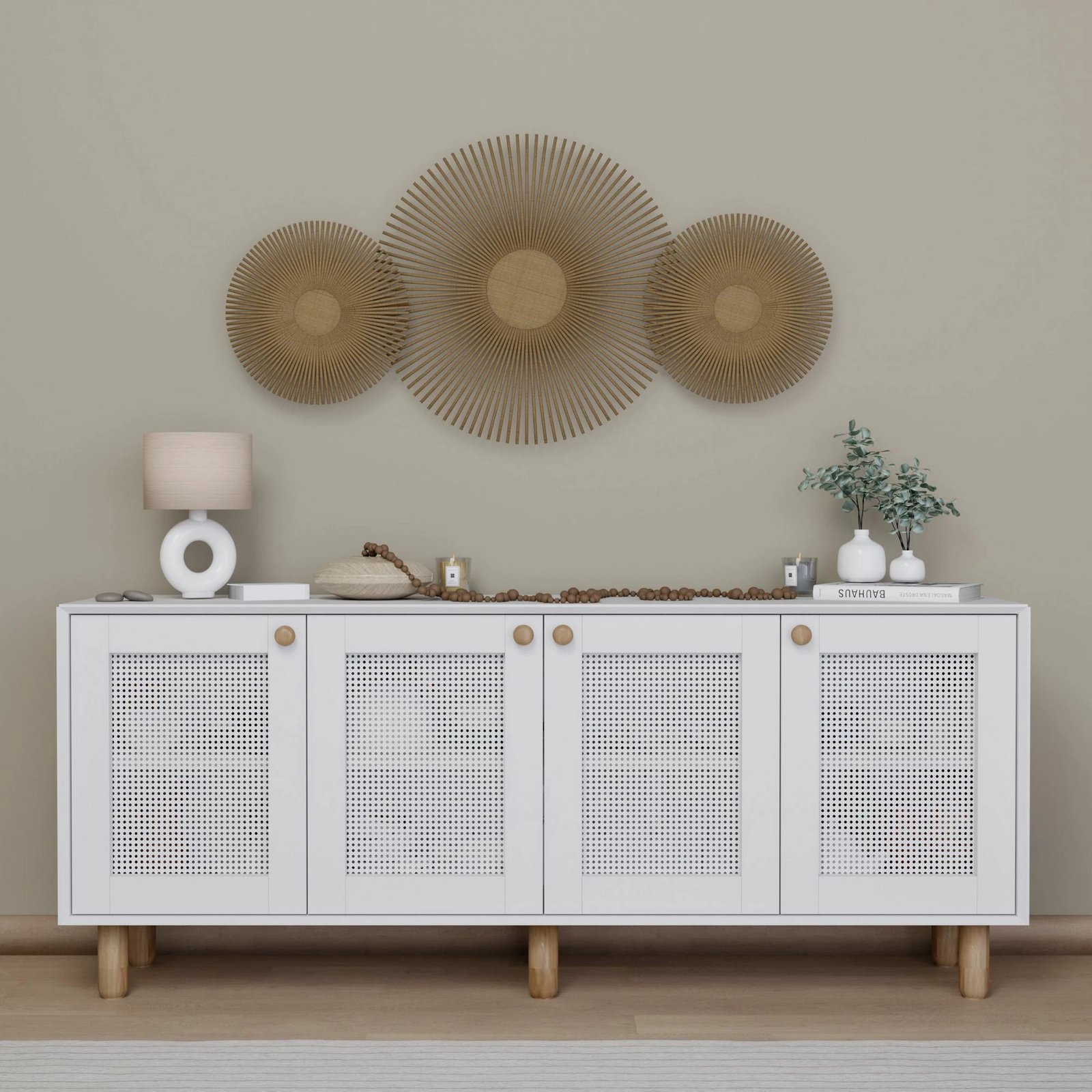 Konsol bohemian, ngjyrë e bardhë, Skye Decor, 180x75x40cm