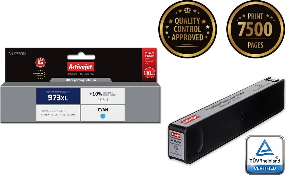 Ngjyrë zëvendësuese Activejet AH-973CRX për printer HP 973XL F6T81AE, 105ml, e kaltër