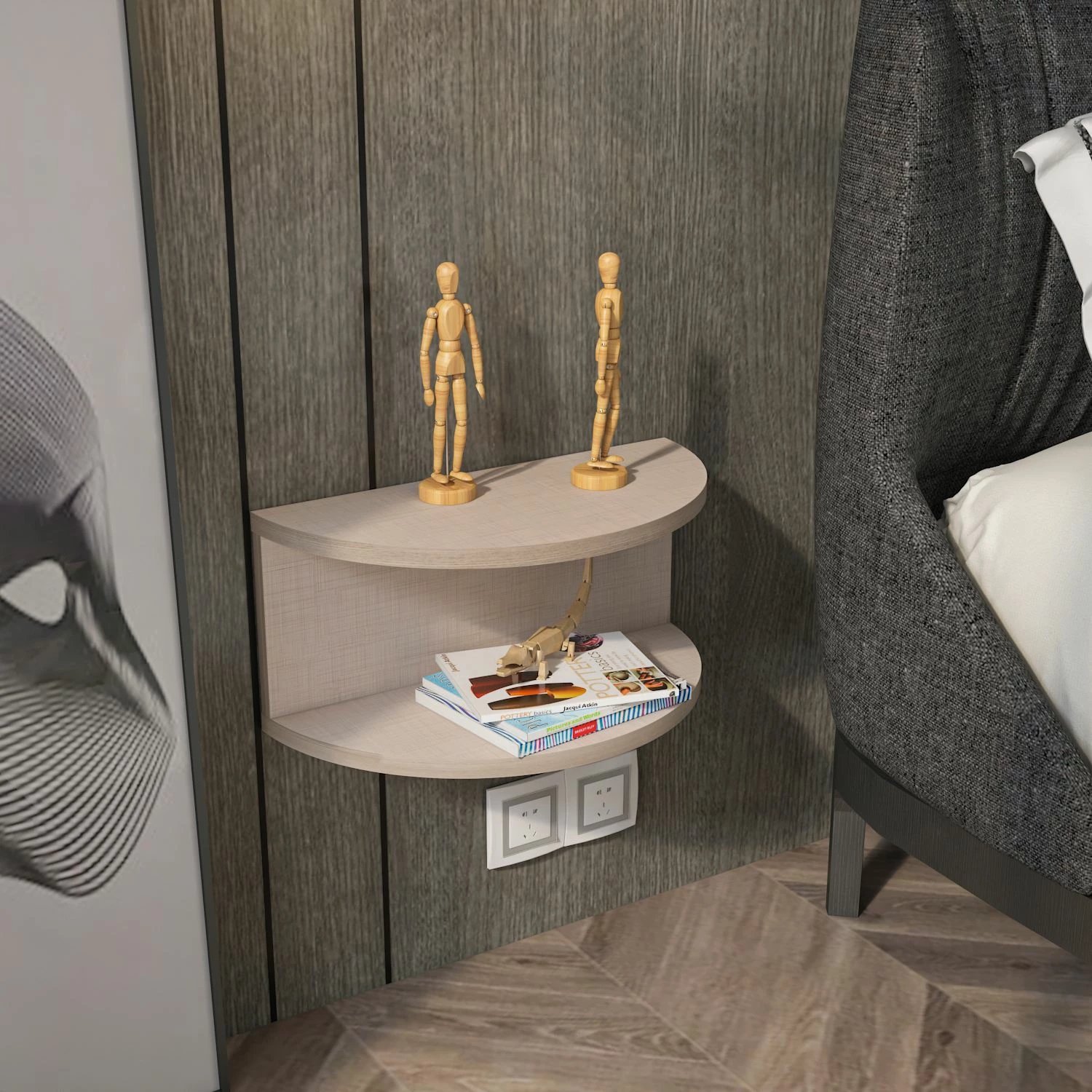 Komodinë natës Skye Decor, Bella, bezhë