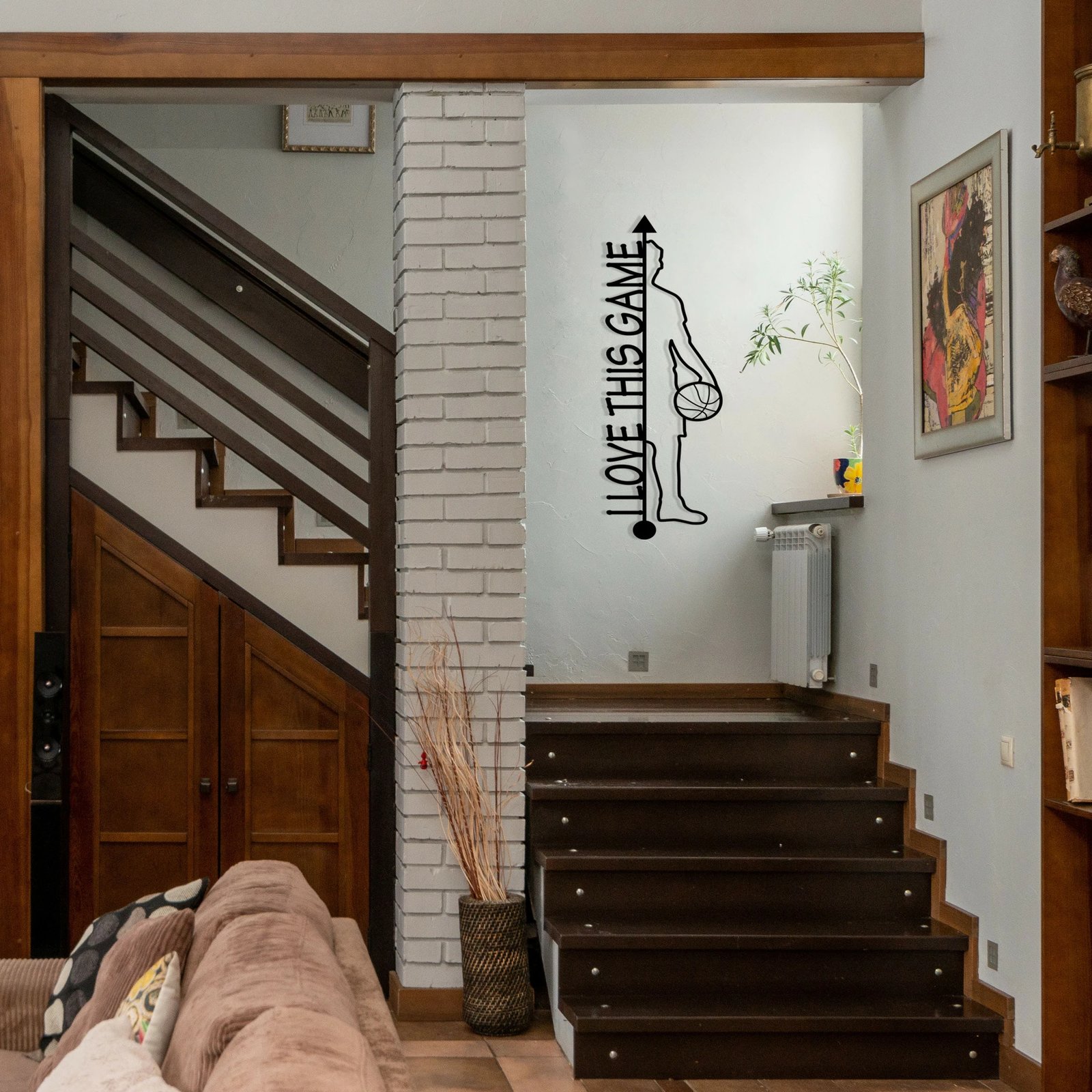 Aksesor dekorativ metalik për mur, Wallity Piccolo, i zi, 25x69cm