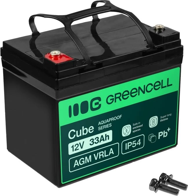 Bateri AGM VRLA, Green Cell, AGM12V33AH-J, 12V 33Ah, IP54, e zezë