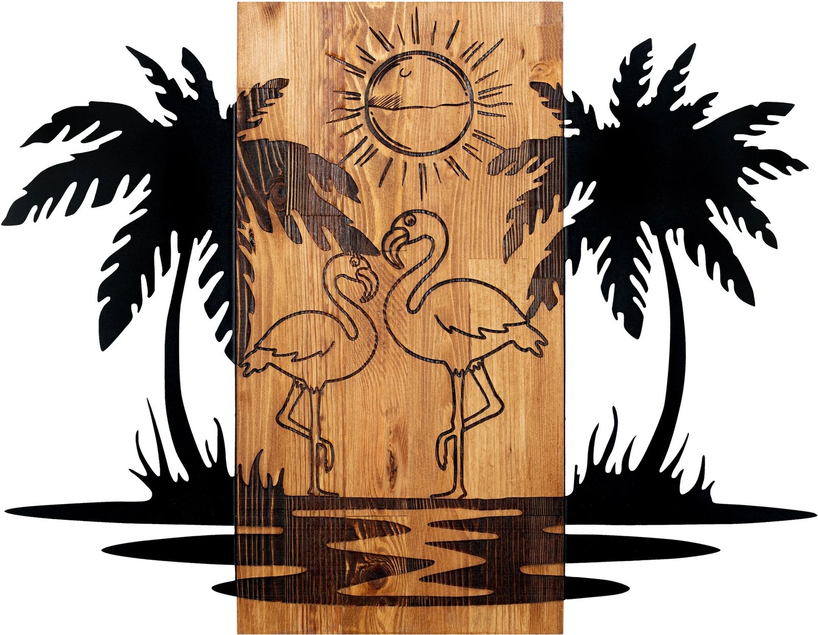 Aksesor dekorativ për mur, dru dhe metal, Wallity, Hawaii