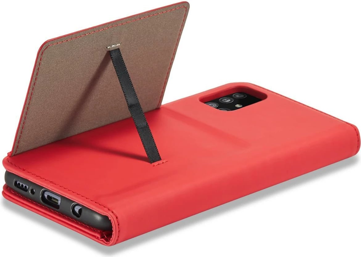 Mbështjellës Hurtel Magnet Card Case për Samsung Galaxy A13 5G, me portofol dhe mbajtëse, Kuq