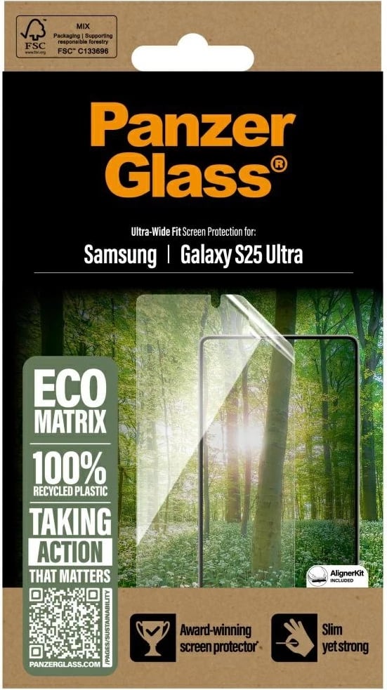 Mbrojtës ekrani PanzerGlass Eco Matrix për Samsung Galaxy S25 Ultra, xham i temperuar, transparent