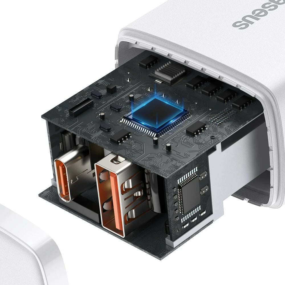Karikues muri Baseus CCXJ-B02, 20W, 2 porta (USB-A & USB-C), i bardhë