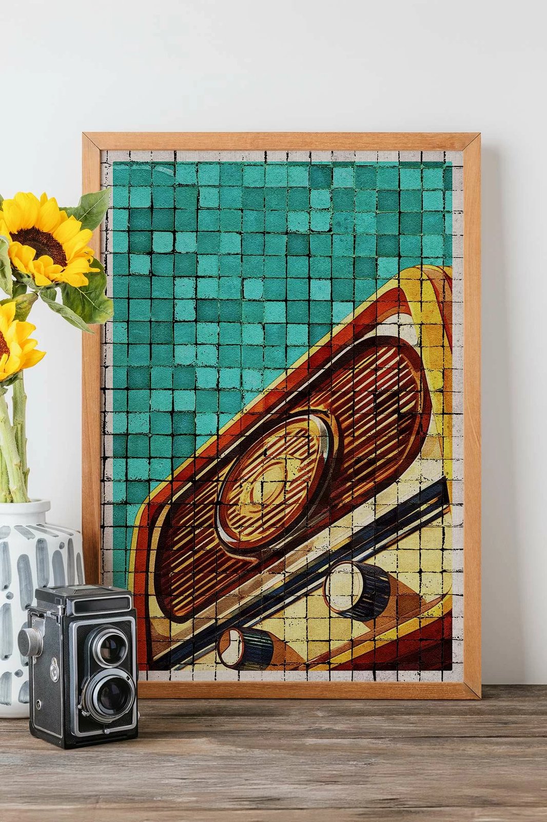 Pikturë dekorative me kornizë, Popmosaic9, shumëngjyrëshe, Wallity, 33x48cm