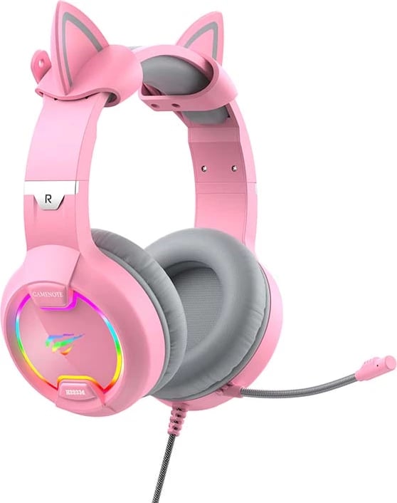 Kufje gaming Havit GAMENOTE H2233D me mikrofon, RGB, rozë