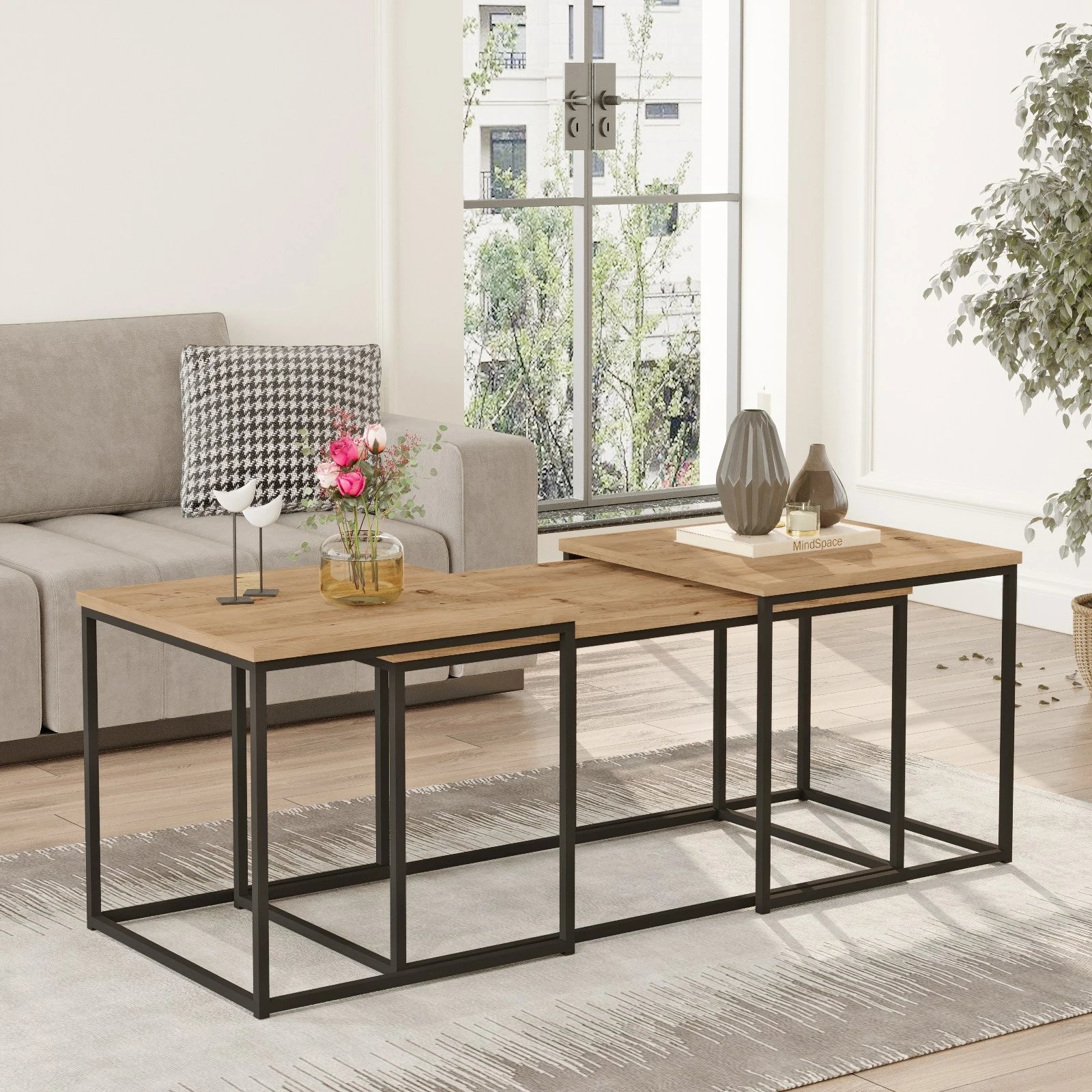 Tavolinë kafeje set prej tre pjesësh, ngjyrë Atlantic Pine, Skye Decor, Vg9-A