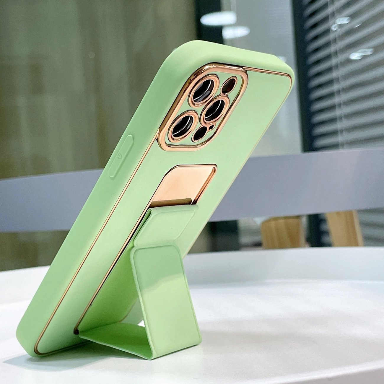 Mbështjellës Hurtel New Kickstand Case për iPhone 12 Pro, me qëndrim, rozë