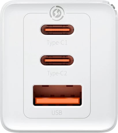 Karikues muri Baseus GaN5 Pro, 65W, 2x USB-C, 1x USB-A, me kabllo USB-C, Bardhë