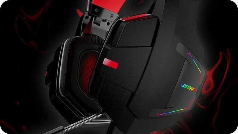 Kufje gaming Lenovo HU85 me mikrofon, RGB, të zeza