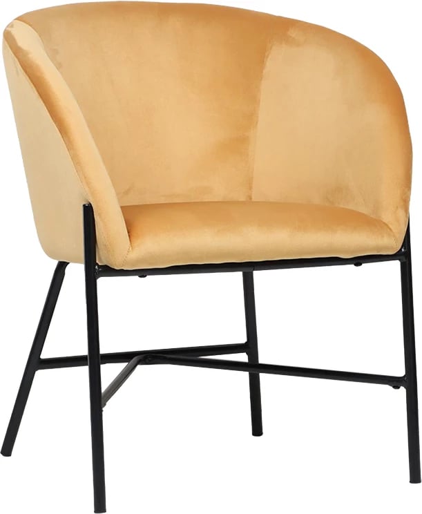 Fotelja Julia kadife e verdhë 61x57x74cm