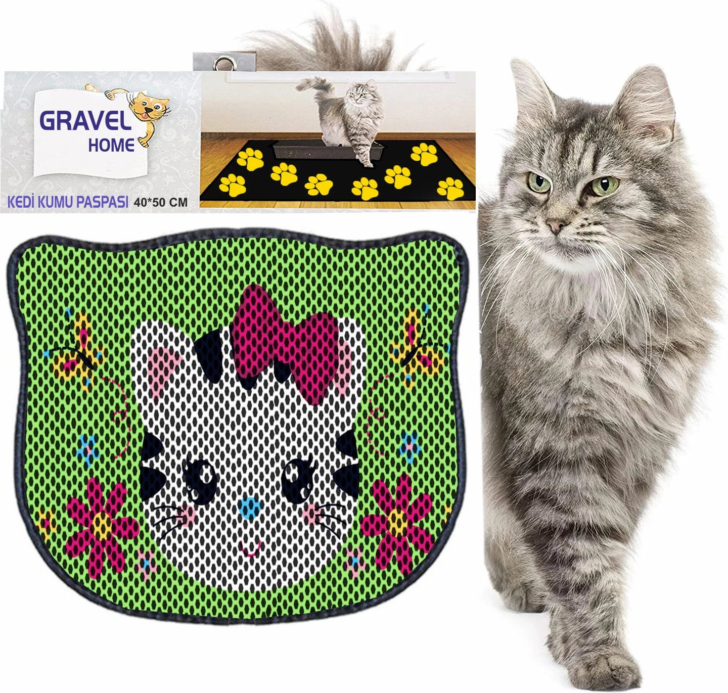 Tapet për rërë mace, shumëngjyrësh, Paws & Whiskers, Kdkafa0062, 40x50cm