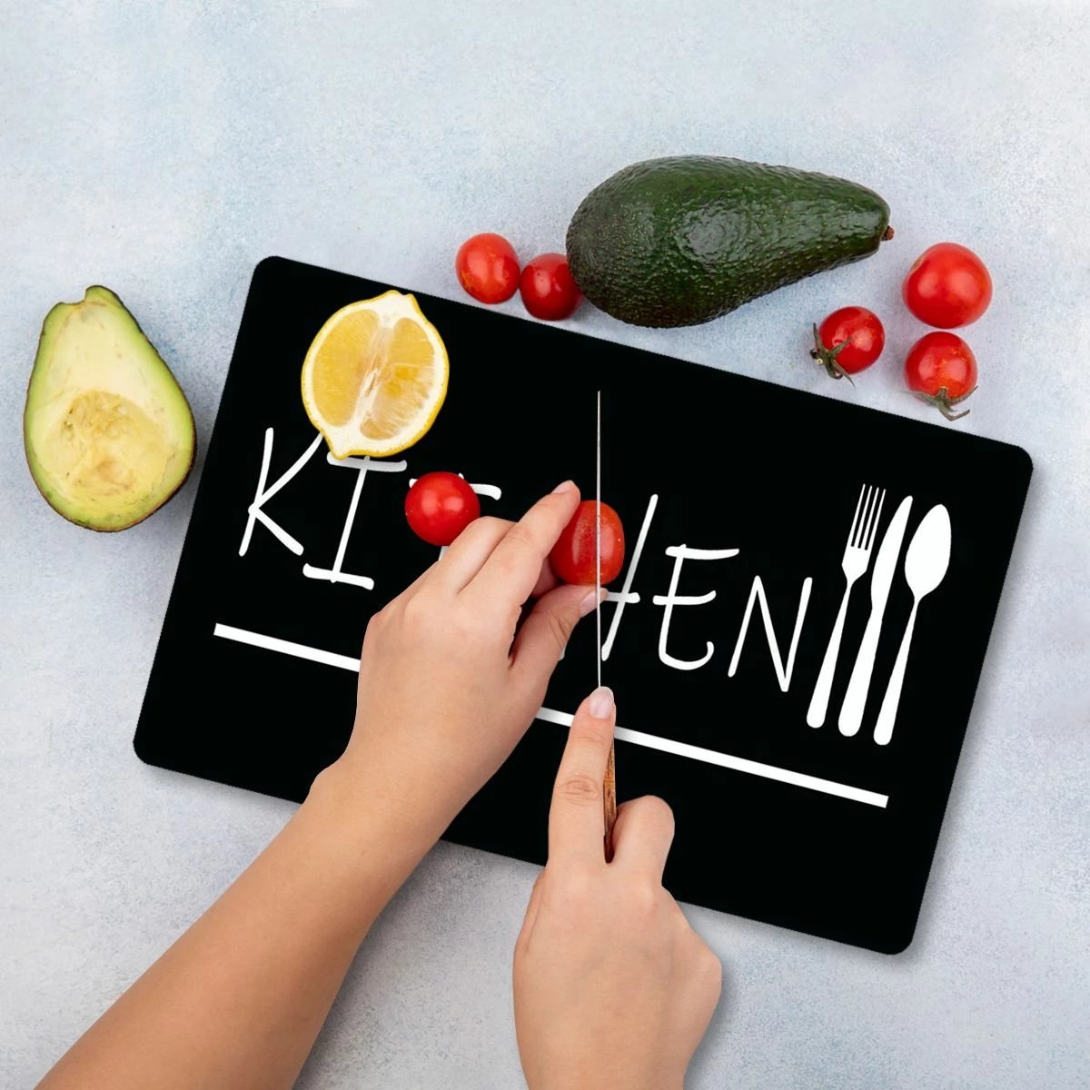 Dërrasë prerëse prej xhami të temperuar, Hermia, Ckt92 - 3040, shumëngjyrëshe, 30x40cm