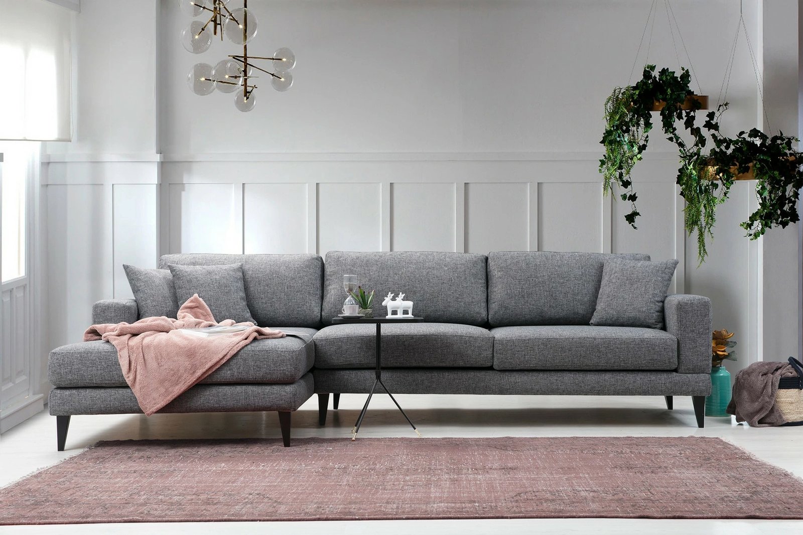 Kënd-sofë krevati Atelier del Sofa, kënd nordik majtas (Chl+3R), ngjyrë gri e errët
