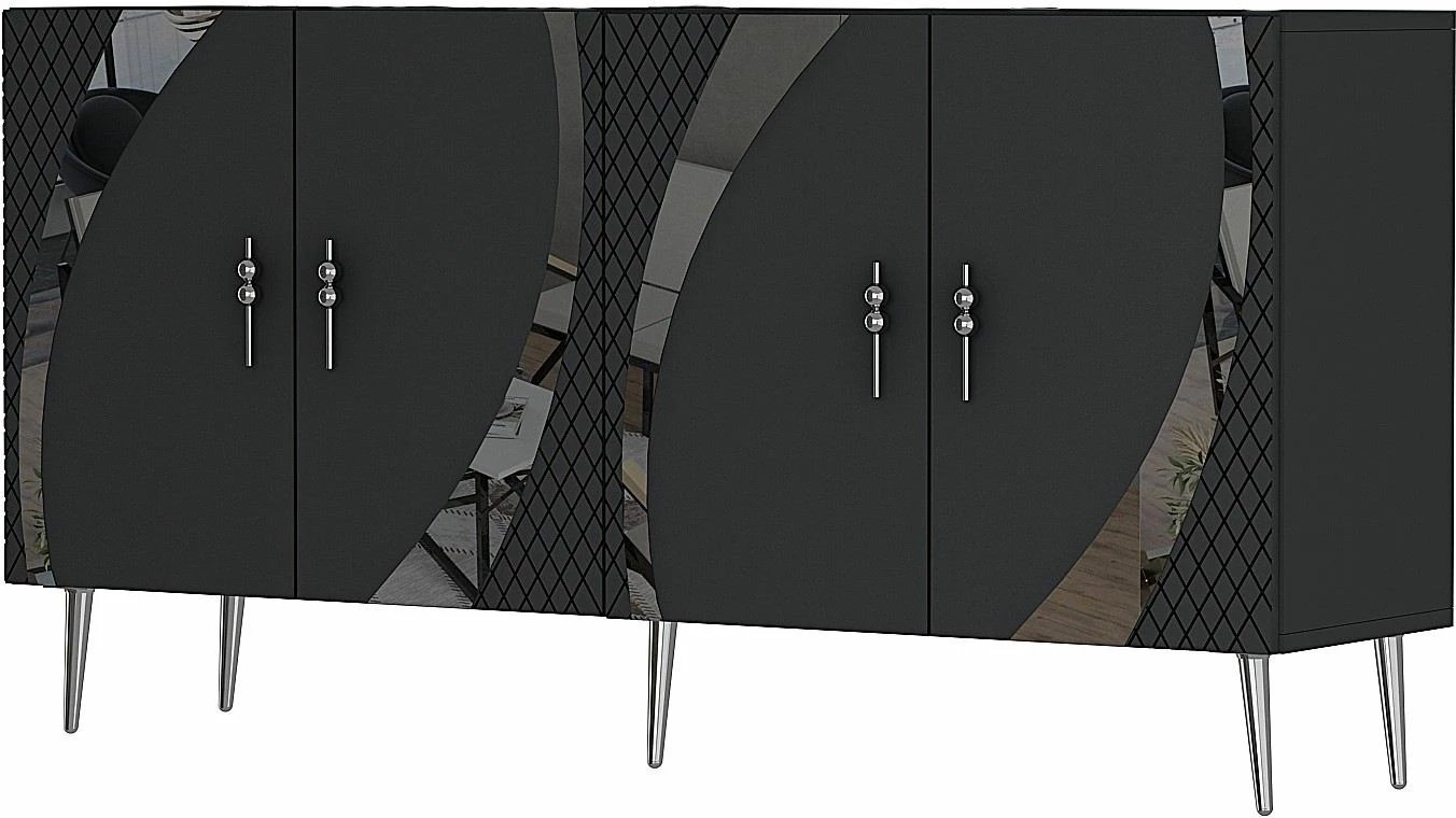 Konsol Skye Decor, ngjyrë antracit dhe argjendi, KB150