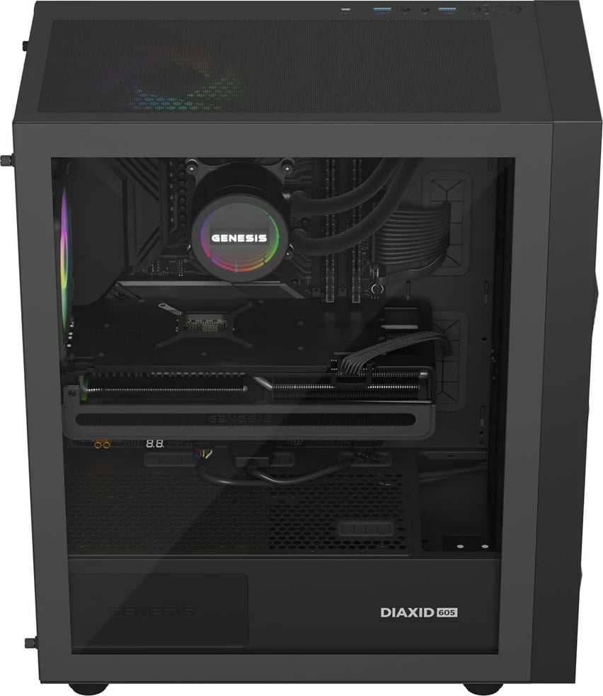 Sistem ftohës me lëng për kasë kompjuteri GENESIS NLG-2321, 3 ventilatorë, RGB, i zi