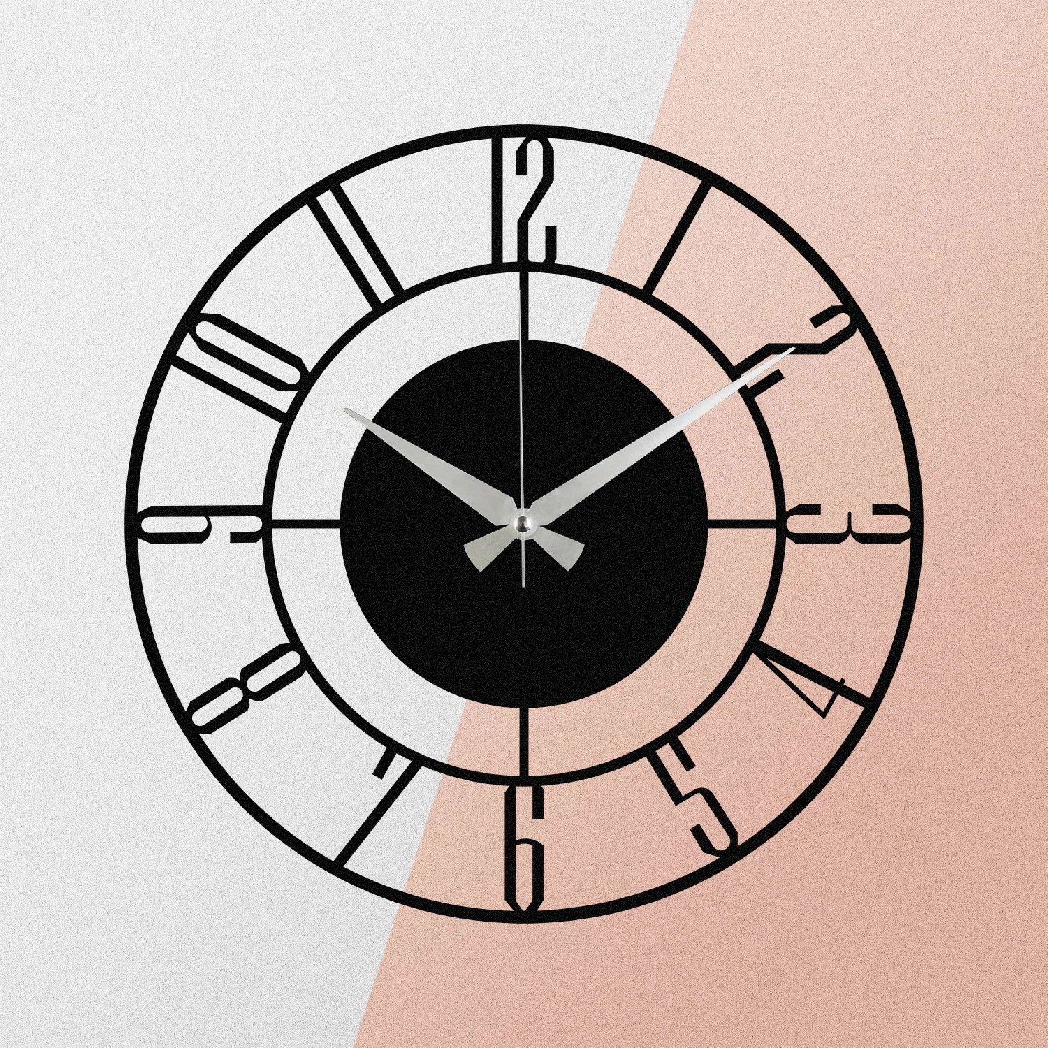 Orë muri dekorative prej metali, Wallity Enzoclock - S011, e zezë, 48x48cm
