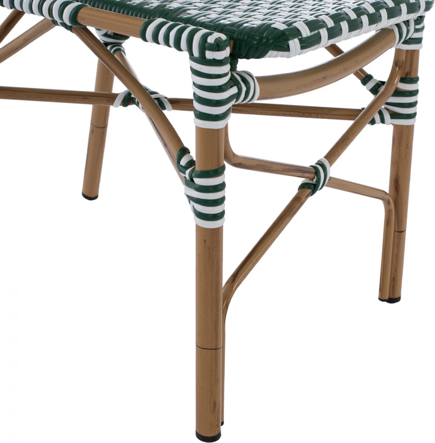 Karrige alumini pamje bambuje me thurje jeshile dhe bardhë FH5792.01 47x55x98 cm