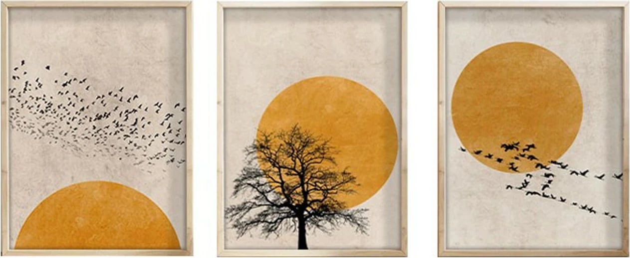 Pikturë dekorative me kornizë MDF (3 copë), Wallity, Huhu147, 50x70 cm