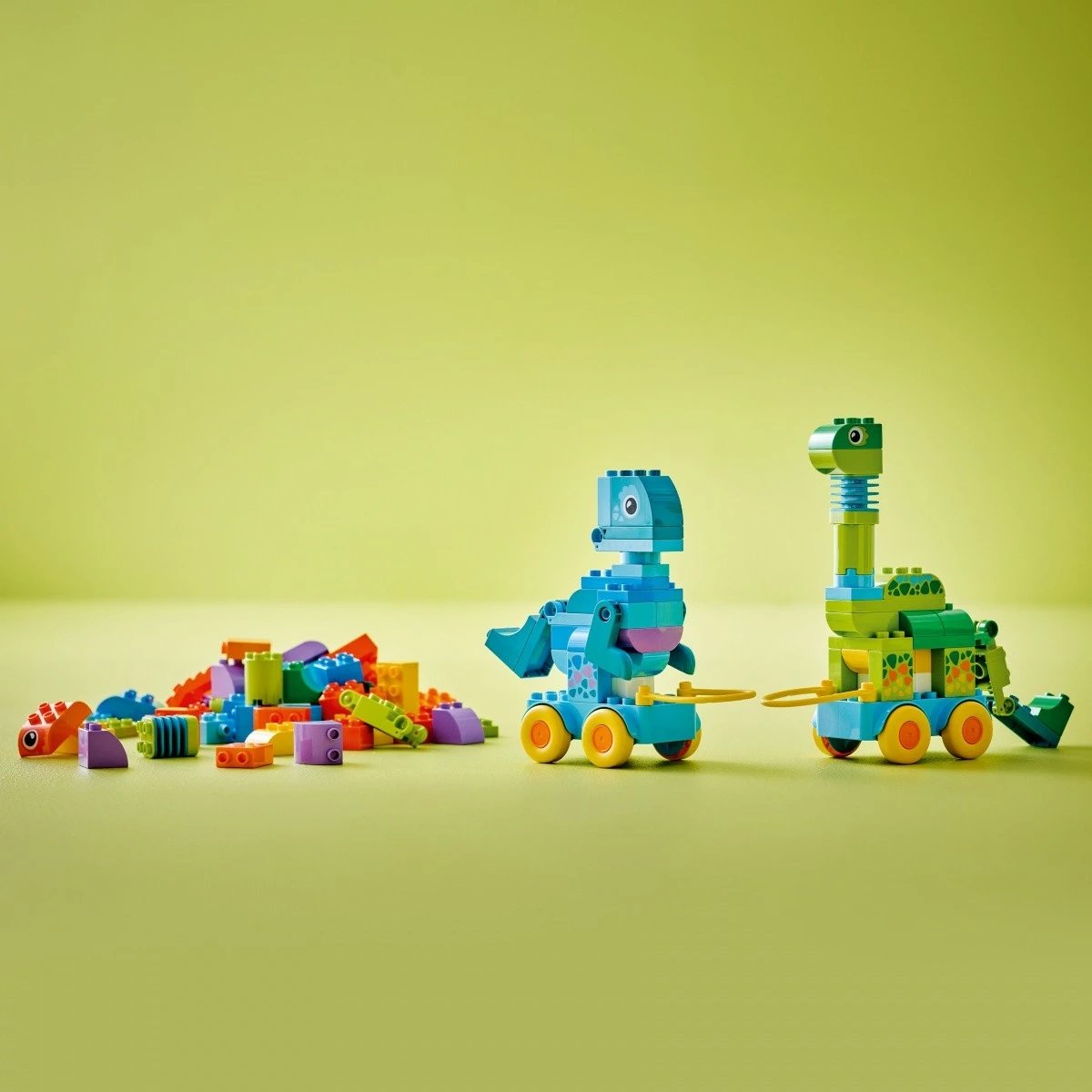 Set lodrash LEGO DUPLO 3-në-1 Dinosaurë me rrota, 108 pjesë, për fëmijë, shumëngjyrësh