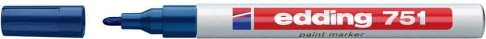 Marker llak me shkëlqim Edding 751, majë rrethore 1–2 mm, blu