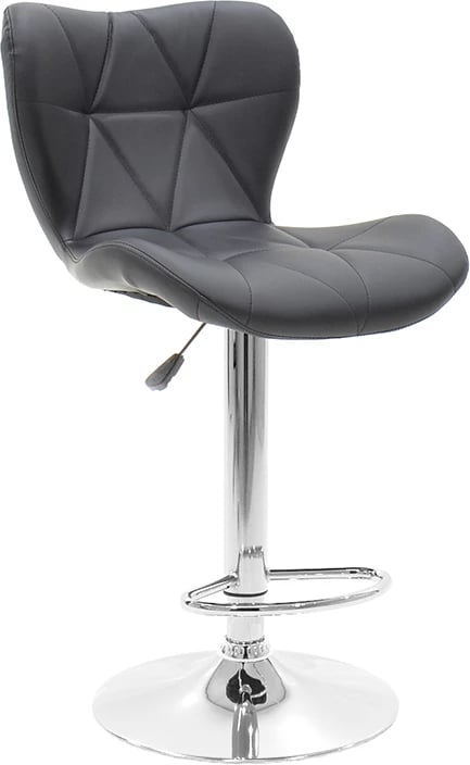 Karrige për bar Coozy, metal krom, lëkurë PU e zezë, set prej 2 copash