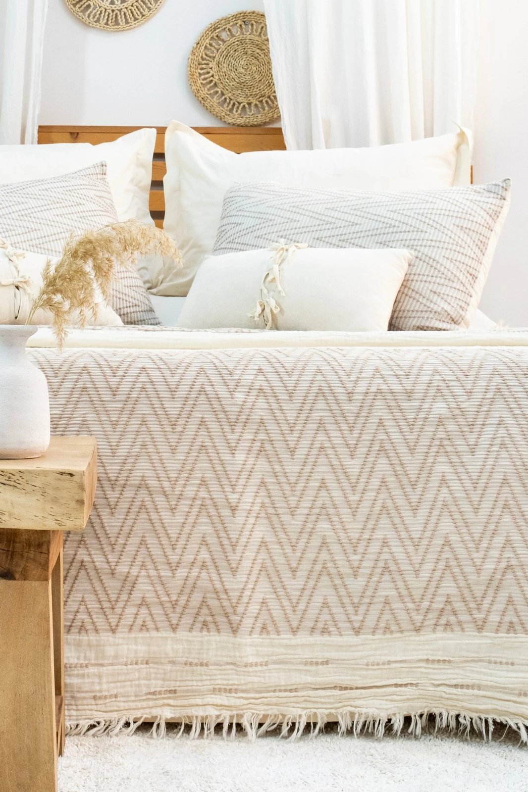 Set mbulesë dysheku dopio, Milena, ngjyrë bezhë