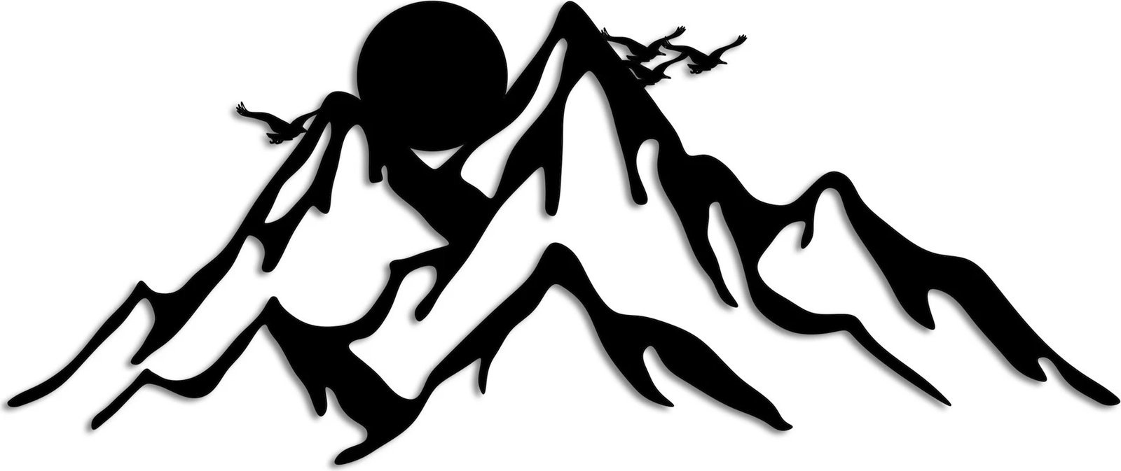 Aksesor dekorativ metalik për mur, motiv mali, Wallity, ngjyrë e zezë, 50x21cm