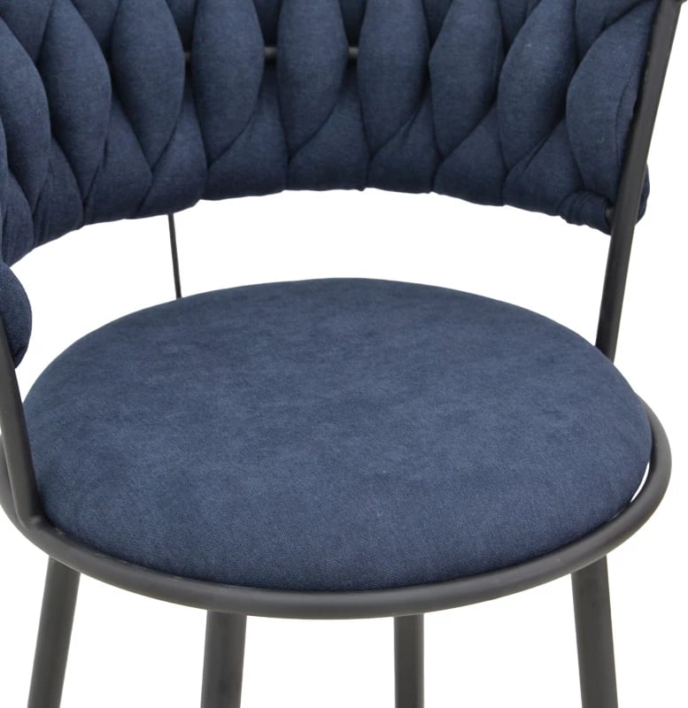 Karrige Alkia I, set prej 2 copësh, stof ngjyrë kaltër e errët, këmbë metalike të zeza, 57x58.5x72cm