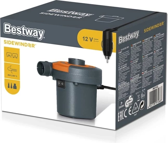 Pompë ajri elektrike Bestway Sidewinder 12V AC/DC, e zezë