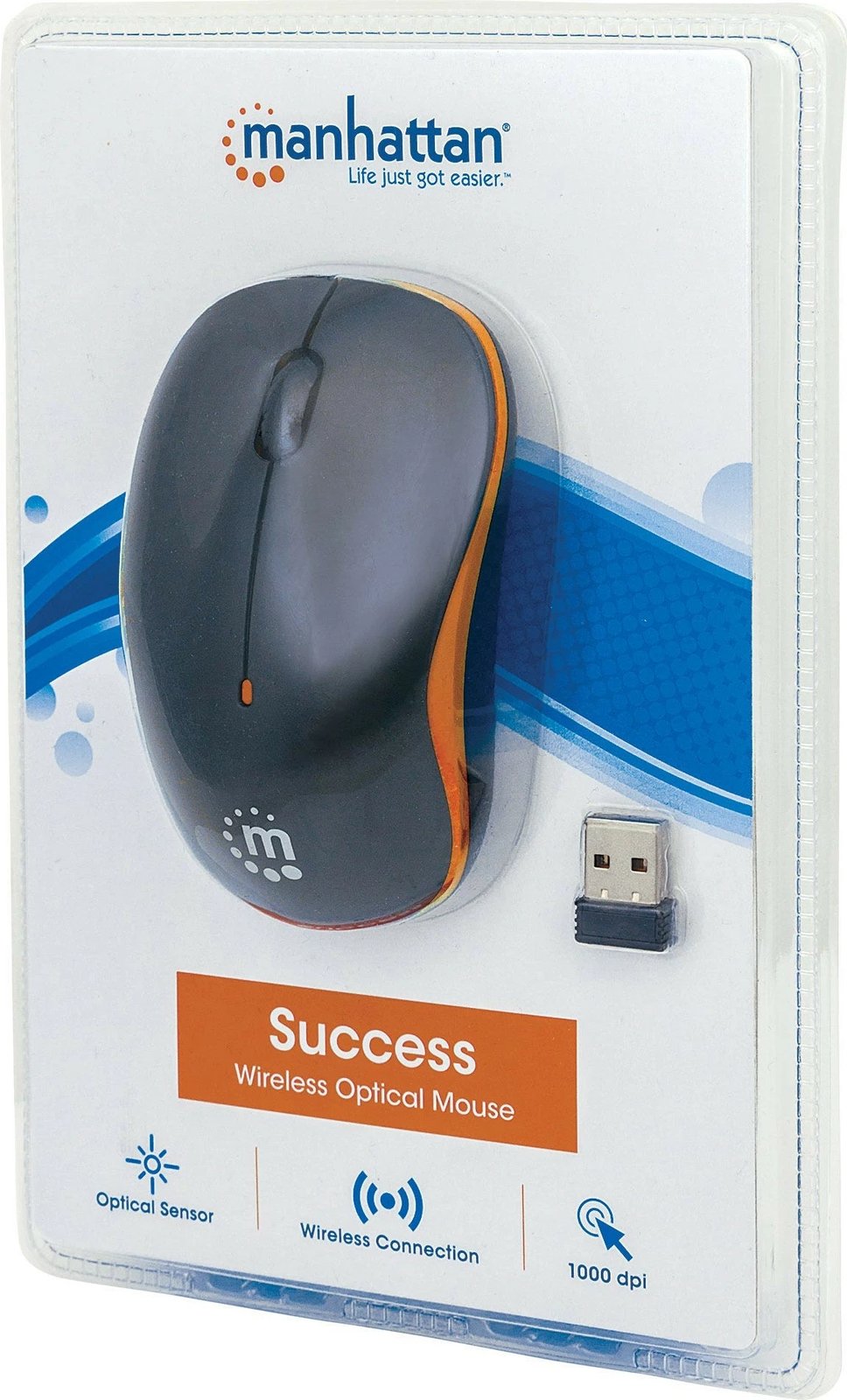 Maus wireless MANHATTAN Success, optik, 1000dpi, portokalli