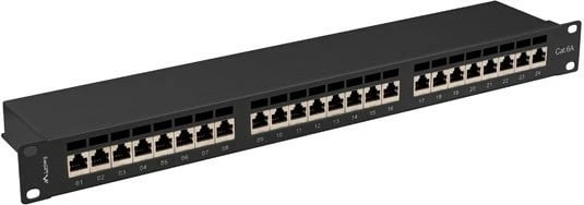 Patchpanel Lanberg PPSA-1024-B, 24 porta, 1U, CAT 6a, zi