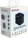 Adapter udhëtimi universal Verbatim UTA-02, 20W, 1x USB-C, 1x USB-A, i zi