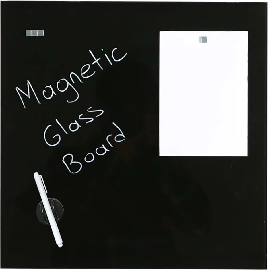 Tabelë magnetike xhami M&T 45x45cm, e zezë