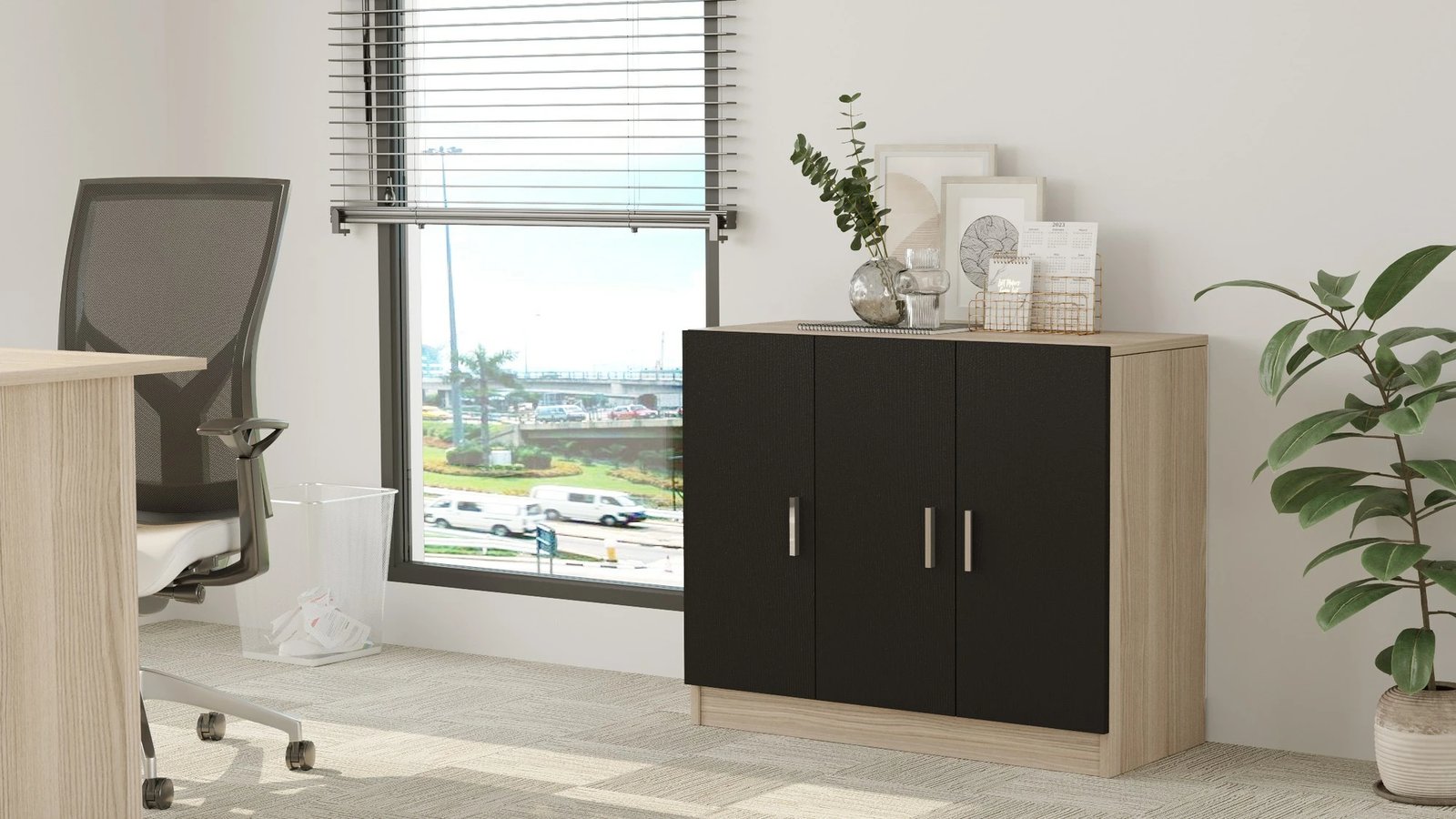 Dollap multifunksional Hanah Home, Vo5-Ob, ngjyrë lis dhe e zezë