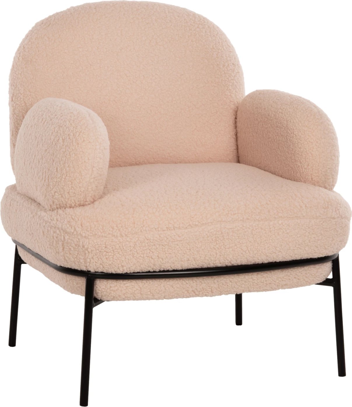 Fotelje AGNES FH9525.20, pëlhurë boucle ecru, këmbë metalike të zeza, 74x71x83H cm.