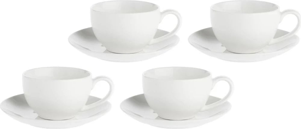 Set filxhanësh me pjatë LA PORCELLANA BIANCA ESSENZIALE, 350 ml, 4 copë, Bardhë