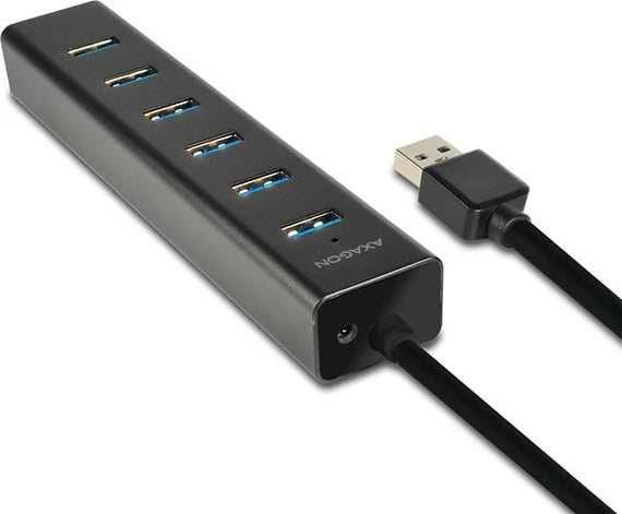 Hub USB 7-portësh AXAGON HUE-SA7BP, alumini, me adapter AC, i zi