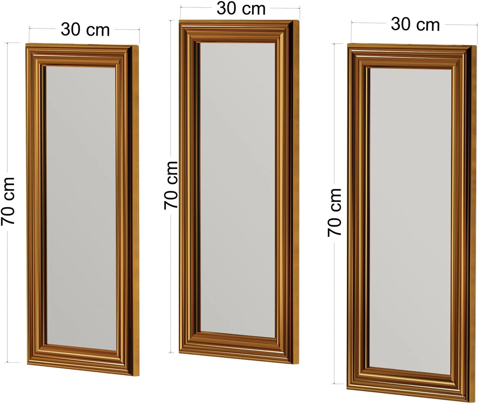 Set pasqyrash (3 copë), Skye Decor, Lavia, ngjyrë ari