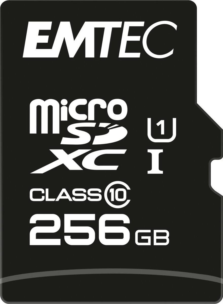 MicroSDXC EMTEC EliteGold 256GB, Class 10, UHS-I, SD adapter, e zezë