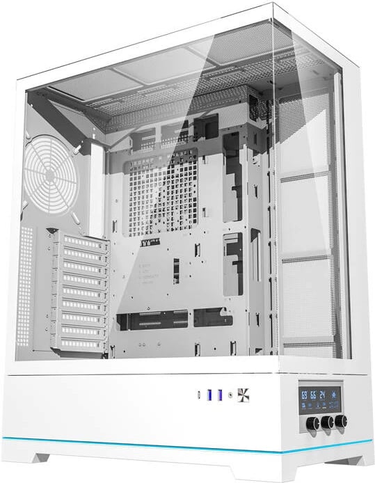 Kasë Darkflash DY451L, Big Tower, pa ventilatorë, ATX, xham i temperuar, e bardhë