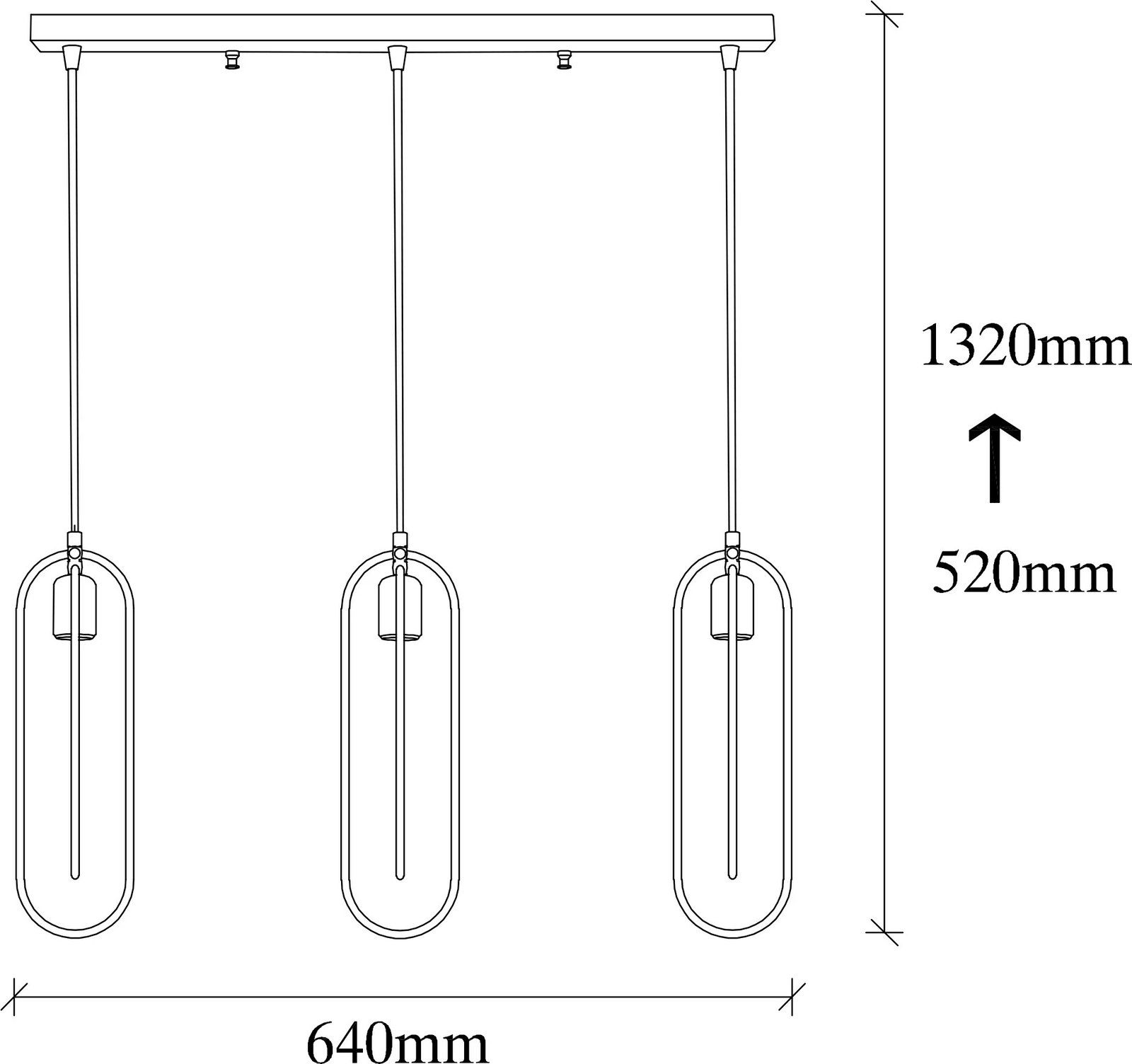 Llambë tavani Opviq, Cerco - 2031, e zezë dhe ari, lartësi e rregullueshme, 64x8cm